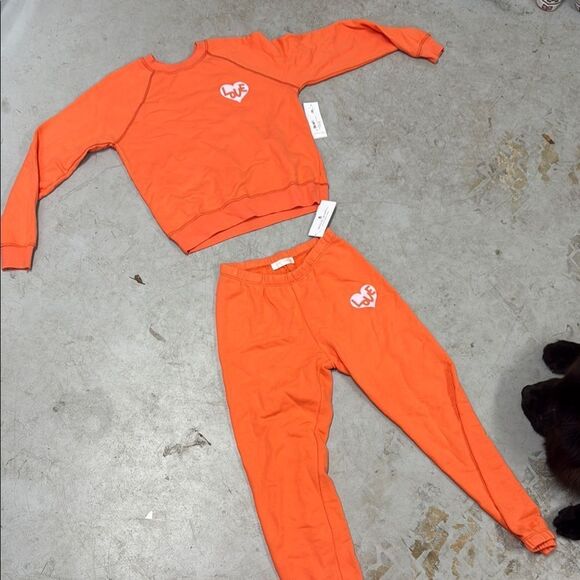 Spiritual Gangster NWT Size Small Orange Sweatshirt and Joggers Set Love - Picture 1 of 7